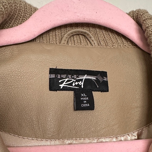 Black Rivet Rabbit Fur Moto Collared Teddy Jacket - Picture 2 of 4